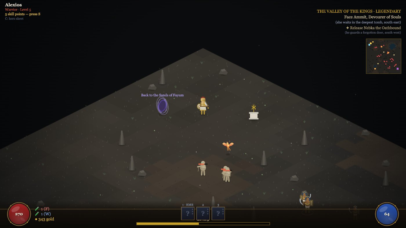 Mummies and tomb guards in the dark Valley of the Kings